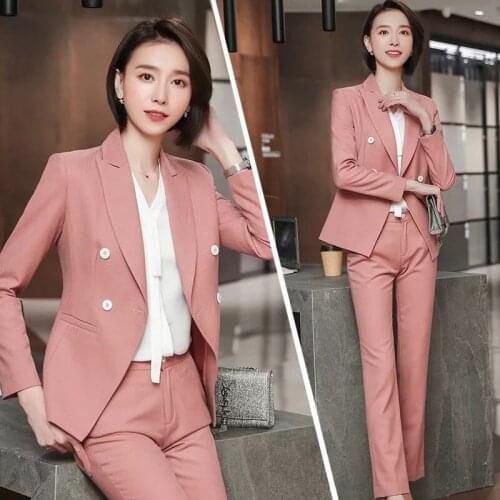 Ladies suit autumn and winter new fashion high-end fashion waist single buckle professional wear sui two-piece temperament women