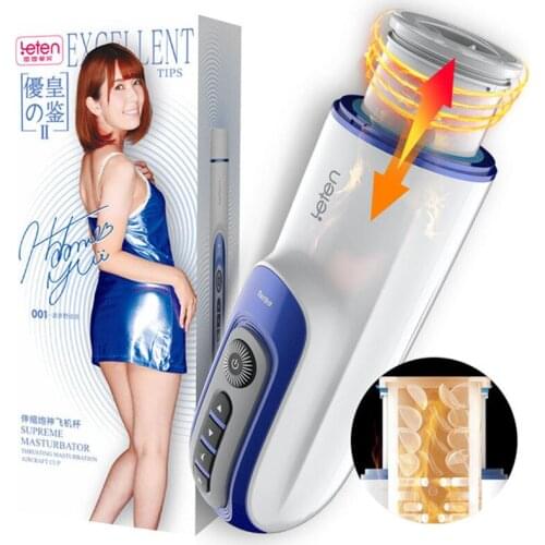 Leten Fully Automatic Piston Retractable Heating Male Masturbator Cup Vibrator Realistic Vagina Sex Machine Sex Product For Men