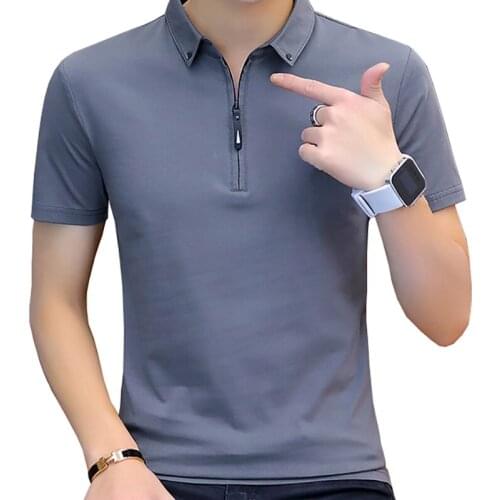 2020 Summer Men Polo Shirts Solid Mens Cotton Shirt Turn-down Collar Top Tees ABZ681