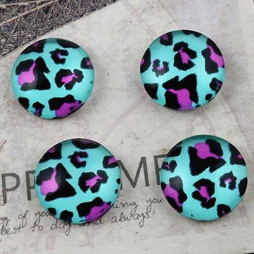 New Fashion 8mm 10mm 12mm Purple blue leopard print Handmade Photo Glass Cabochons
