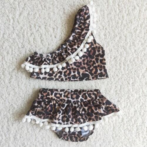 New arrive toddle girl summer swimsuit leopard print top and leopard print bummies sets baby girls 2pcs suit RTS swimwear