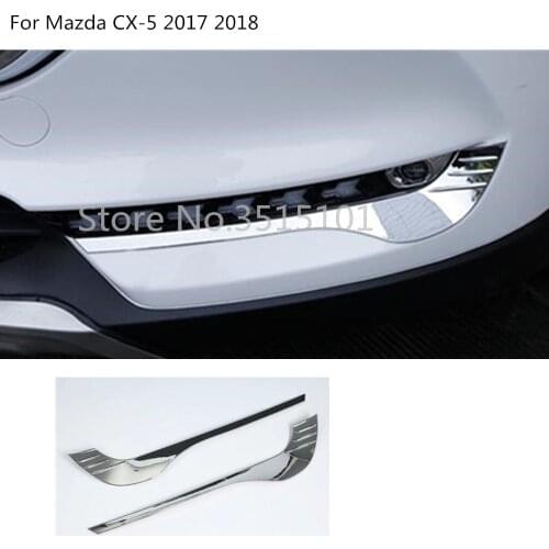 Car Body Head Front Fog Eyebrow Trim Light Lamp Frame Stick ABS Chrome Cover 2pcs For Mazda CX-5 2017 2018 2019 2020