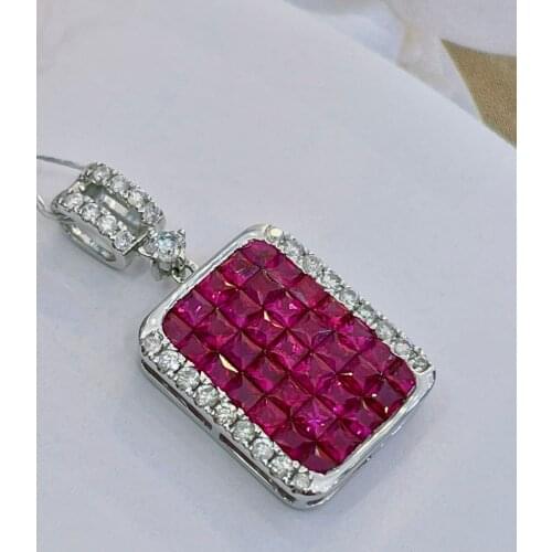 LR716 Ruby Pendant 18K Rose Gold Jewel 100% Natural Red Ruby 1.58ct Gemstones Pendants for Women Necklace