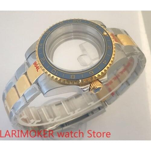 Transparent back 40mm sapphire glass case with 904L stainless steel bracelet with ETA NH36 MH35 case light yellow Cyan bezel