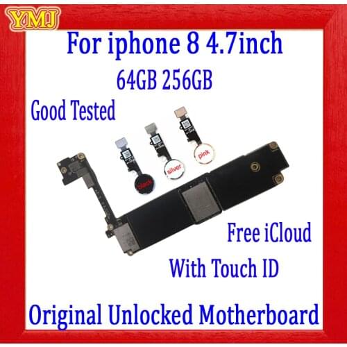 With IOS System for iphone 8 Motherboard with/no Touch ID,100% Original unlocked for iphone 8 Logic board good working 64gb 256g