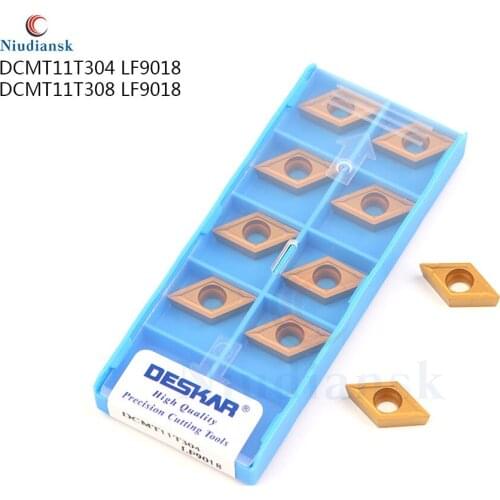 10PCS DCMT11T304 DCMT11T308 LF9018 high quality internal turning tool carbide insert CNC lathe tool , for machining steel parts