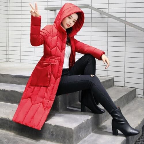 2019 Top Fashion Cotton Long Solid Cotton-padded Clothes Girls Fund New Korean Word Style Overknee Thickening Winter Even Hat