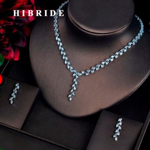HIBRIDE New Style AAA Cubic Zirconia Women Jewelry Sets Earring Necklace Charm Design Wedding Jewelry Sets N-614