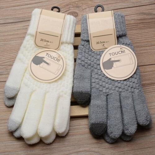Winter Thermal Gloves Screen Unisex Knit Wool Man Women Winter Keep Warm Mittens Gloves With Full