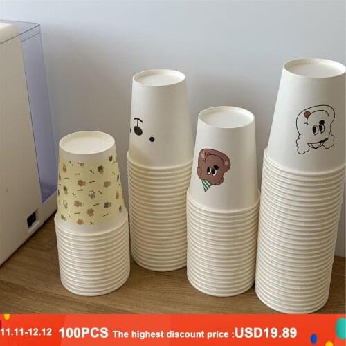 10/20/50/100 Pcs Soft Cute Paper Cup Hard And Thick Disposable Water Cup English Black And White Plaid Plastic Cup Coffer Tea