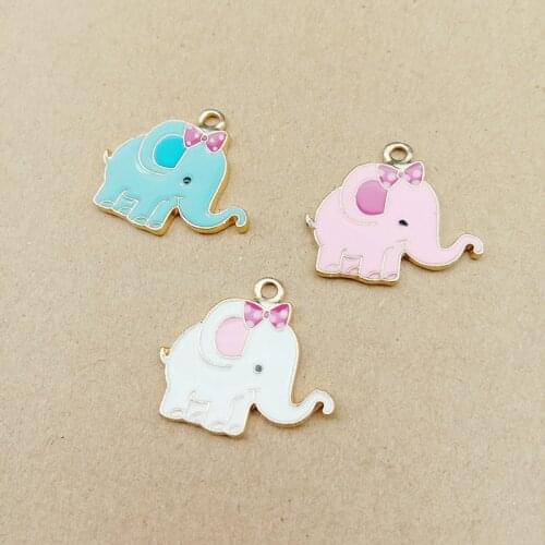 10pcs 23x20mm enamel elephant charm animal charm for jewelry making fashion charm earring pendant cute charm