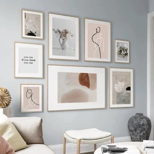 Abstract Line Woman Vase Flowers Wall Art Canvas Painting Nordic Posters And Prints Wall Pictures For Living Room Bed Room Decor