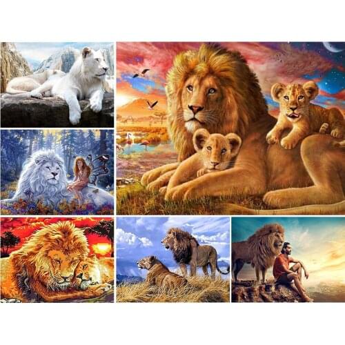 Diamond Embroidery Lion King Series Mosaic Rhinestones DIY 5D Diamond Painting Full Square Animals Cross Stitch Home Decoration