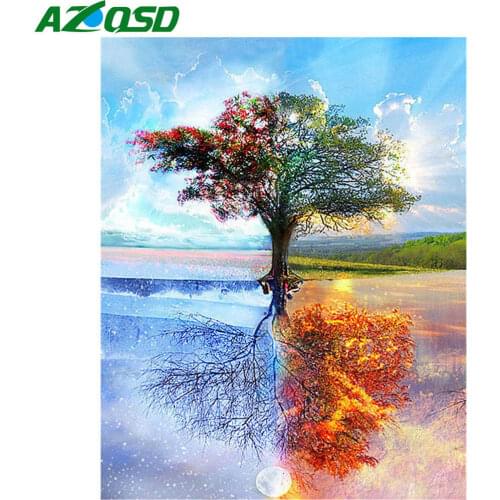 AZQSD Diy Painting By Numbers Tree Hand Paint Kit Canvas Pictures Oil Painting By Numbers Landscape 40x50cm Unframed