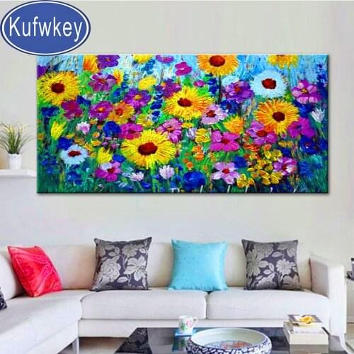 Large Abstract pastoral flowers pictures 5D diy Diamond painting mosaic square round drill embroidery cross stitch wall hanging