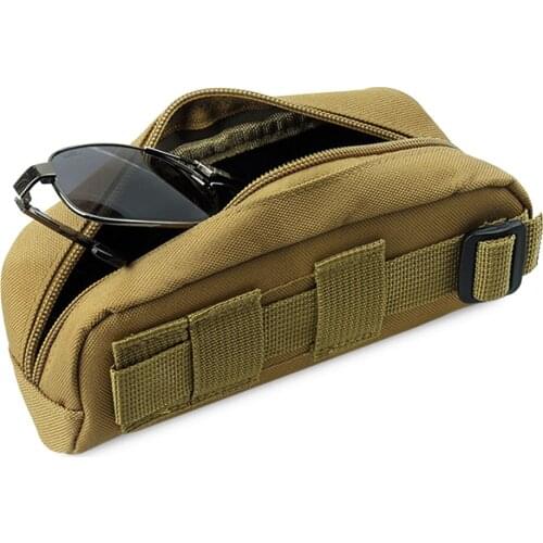 Outdoor Hunting Sunglasses Case Molle Pouch Goggles Nylon Waist Hanging Bag for Cycling Camping Fishing