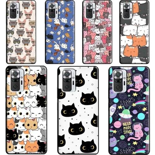 Cute Cat Pattern Kitten Phone Case For Xiaomi Redmi Note 10 8 9 Pro Note 8T 9S Coque For Redmi 9C 9T K40 7A 8A 9A