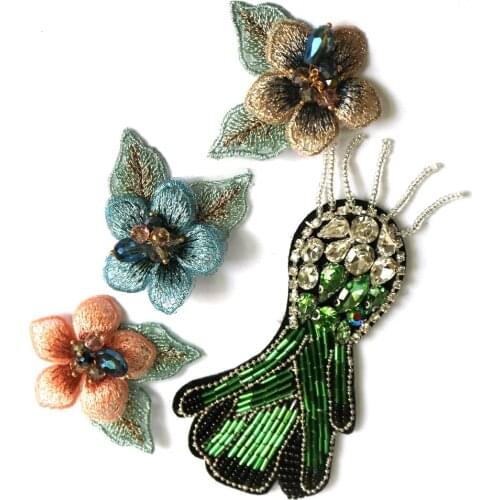 3D flower beaded patches for clothing Sew on patch decorative parches bordados para ropa Embroidery applique for clothes