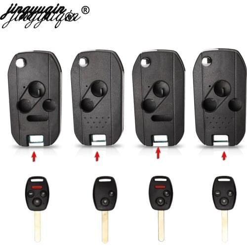 Jingyuqin 2/3/4 Buttons Folding Flip Remote Key Shell Cover For Honda Fit Odyssey Rigeline Accord CRV Civic Fob Cover