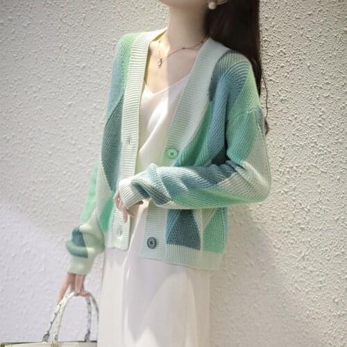 Korean Fashion Womens Top Kawaii Blouses Harajuku Long Sleeve Casual Clothing Fashion Aesthetic Vintage Cardigan Sweater