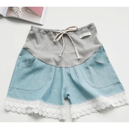 Fashion Lace Edge Denim Shorts Maternity Shorts ForPregnant Women Pants Gravida Clothes Pregnancy Clothing Maternity pants 2019