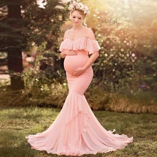 Lace Maternity Dresses For Photos Shoot Photography Props Long Dresses Pregnant Women Maternity Clothes Fancy Pregnancy Dress