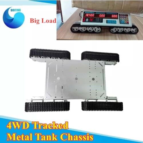 4WD Big Load Metal Robot Tank Car Chassis 4 Motor Driven Tracked Smart Chassis Track Crawler Smart Crawler Caterpillar T600