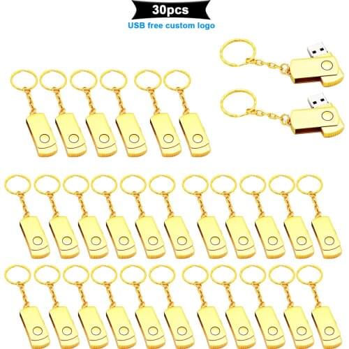 Bulk 30pcs free logo metal USB Flash Drive 128GB 64GB 32GB 4gb Free shipping 8gb 16gb High Speed Flash Drive usb pendrive u Disk