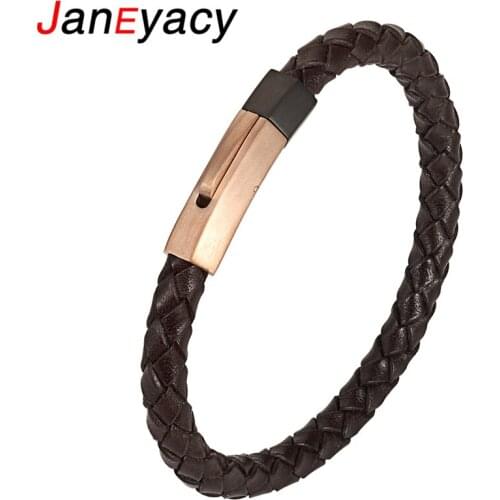 Fashion Retro Stainless Steel Bracelet Men Genuine Leather Bracelets Simple Retro Ladies Leather Bracelet Women Christmas Gift