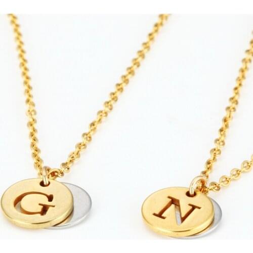 New 12MM Gold Hollow Two-tone Letters Clavicle Necklace Chain Marshall Initial Alphabet 26 English Letters Necklace Women