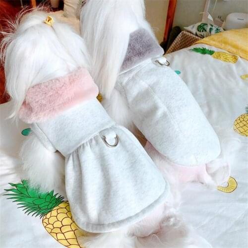 Dog Coat Vest Dress Winter For Small Dogs Bichon Pet Clothes Fur Collar Dresses Skirt For Puppy Cat Outfit Clothing Outerwear XL