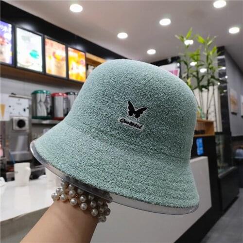 Ladies Bucket Hat Butterfly Embroidered Foldable Summer Fishing Fisherman Fashion Hat Hip-hop Hat