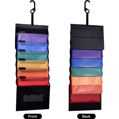 A4 Size 6 Pockets Hanging File Folder Accordian File Organizer Wall Organizer Rainbow Color for Home Office School Suppies