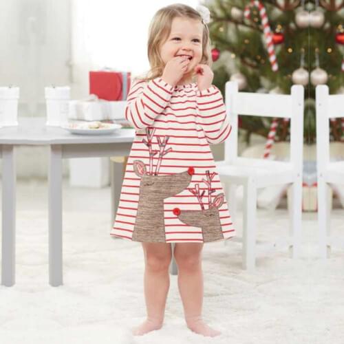 Girls Cartoon Embroidery Santa Claus cartoon princess dress for girl party dress girl dress Baby girls christmas clothes MBD0011