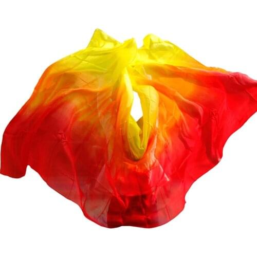 High quality women seidenschleier sexy belly dance veil scarf 100% authentic silk veil belly dance red+orange+yellow