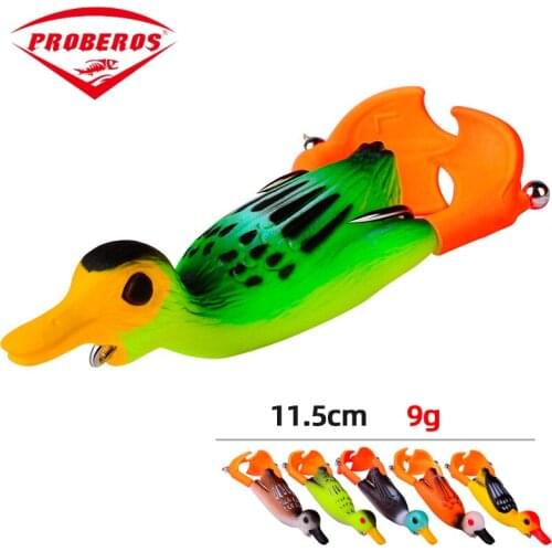 PRO BEROS Propeller Flipper Duck Fishing Lure Ducking Fishing Frog Lure 9cm11.5g Artificial Bait Duckling 3D Eyes Day Baits Bass
