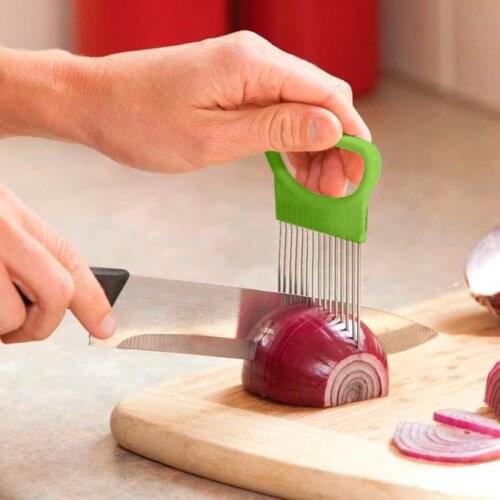 Shrendders & Slicers Tomato Onion Vegetables Slicer Cutting Aid Holder Guide Slicing Cutter Safe Fork Kitchen Gadgets