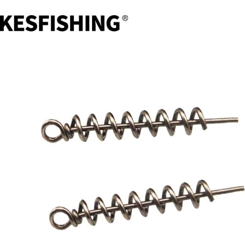 KESFISHING 50pcs 40mm 35mm 25mm Fishing Hook Connector Soft Bait Spring Centering Pin Fixed Latch Needle Spring Twist Lock Screw