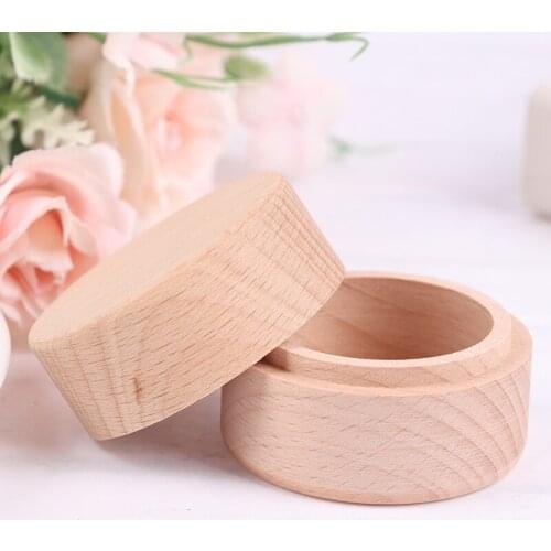 1Pcs Small Round Wooden Storage Box Handmade Jewelry Organizer Crafts Case Vintage Decorative Natural Craft Jewelry Box
