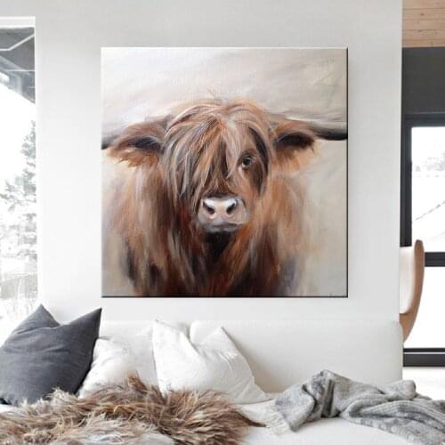 Scottish Highland Catt Cow Yak Animal Poster Wall Art Canvas Paintings Prints Pictures on Canvas for Living Room Home Decorative