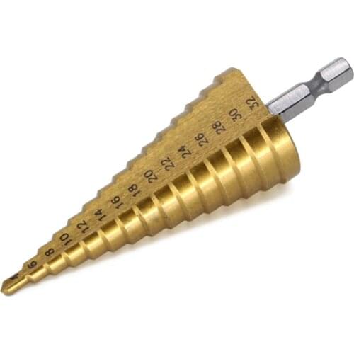4-32mm HSS Step Drill Bit Hex Titanium Cone Hole Cutter Multifunction Reamer Plate Iron Aluminum Plate Drilling Metal Core Drill