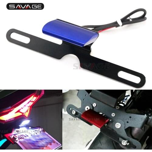 Universal Motorcycle CNC Rear Tail Lamp Number License Plate LED Light For KAWASAKI KLE 650 1000 VERSYS KLR650 VN650 Vulcan S