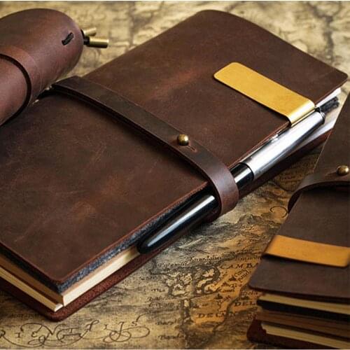 Junetree Handmade Cowhide Vintage Notebook Journal Blank Leather Cover Diary genuine leather travel diary Sketchbook Planner