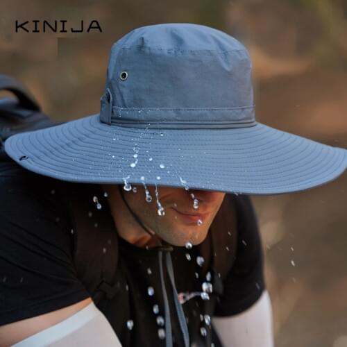 Outdoor waterproof large brim fisherman hat bucket hat fishing camping boating hiking Foldable summer men sun hat beach cap