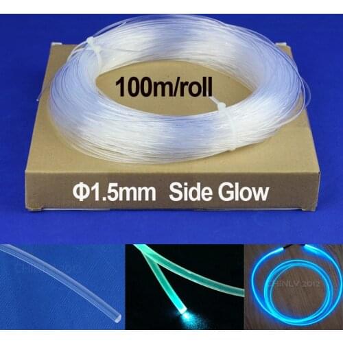 Side Glow PMMA Fiber Optic Cable 100m/roll 1.5mm Car Outline decoration car use lighting cable decorative stairs fibers optical