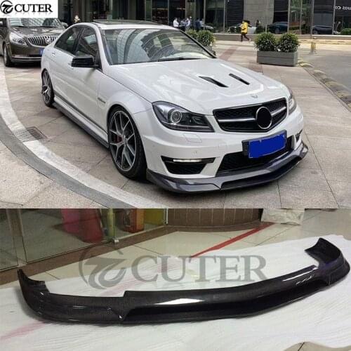 W204 real C63 AMG R style Carbon fiber car Front Bumper Spoiler Lip for Mercedes Benz W204 C63 splitter body kit 12-14