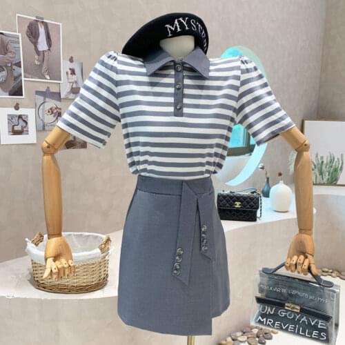 New Womens Clothing 2021 Summer Thin Lantern Sleeve Shirt + suspender sling Jumpsuit Two piece set