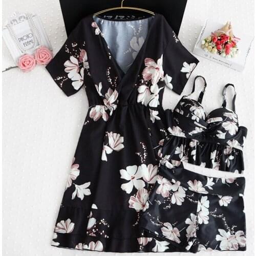 STAERK Swimming swimwear ladies black tankini XXXL bikini big breast set korea plus size three pieces Swim Suit Summer Push Up