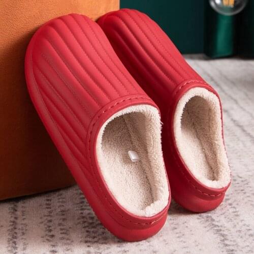 Winter Warm Plush Slippers Waterproof Slippers Woman Men Indoor Slippers Lovers Home Slipper Thick Sole Female Kitchen Shoes