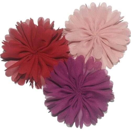 100pcs/lot , 3.5inch chiffon flower hot sale Sunflower headdress handmade cloth art headdress DIY 25colors